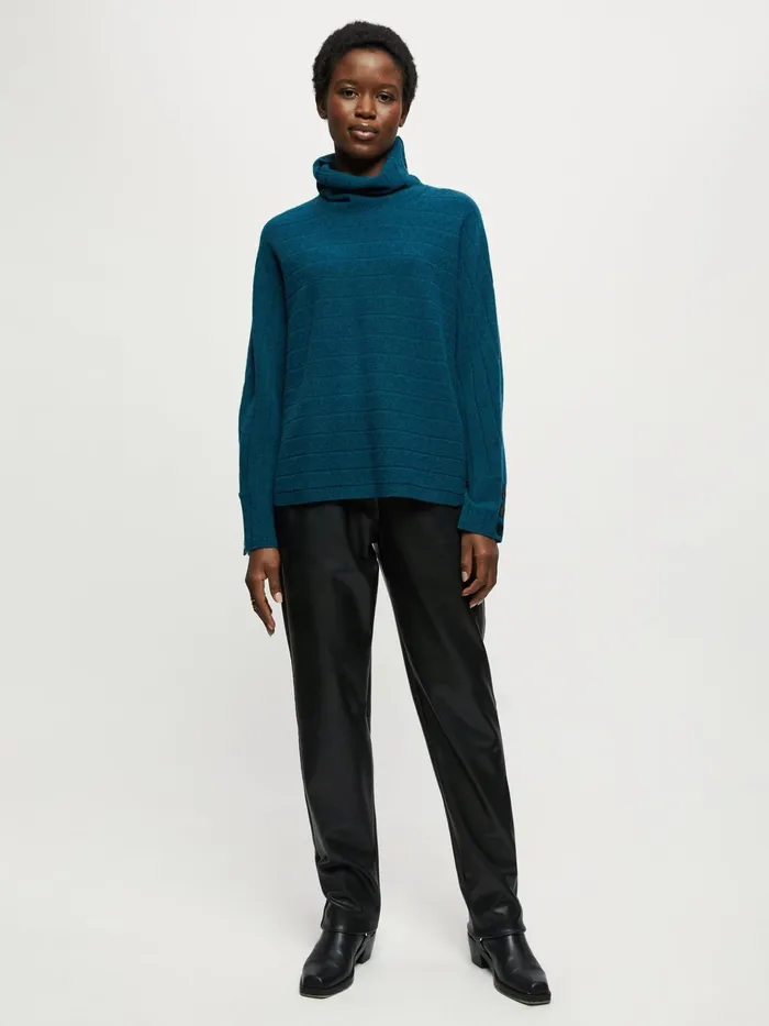 Jigsaw Knitwear and Cashmere Women Soft Wool Rib Polo Jumper Blue