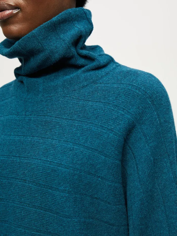 Jigsaw Knitwear and Cashmere Women Soft Wool Rib Polo Jumper Blue