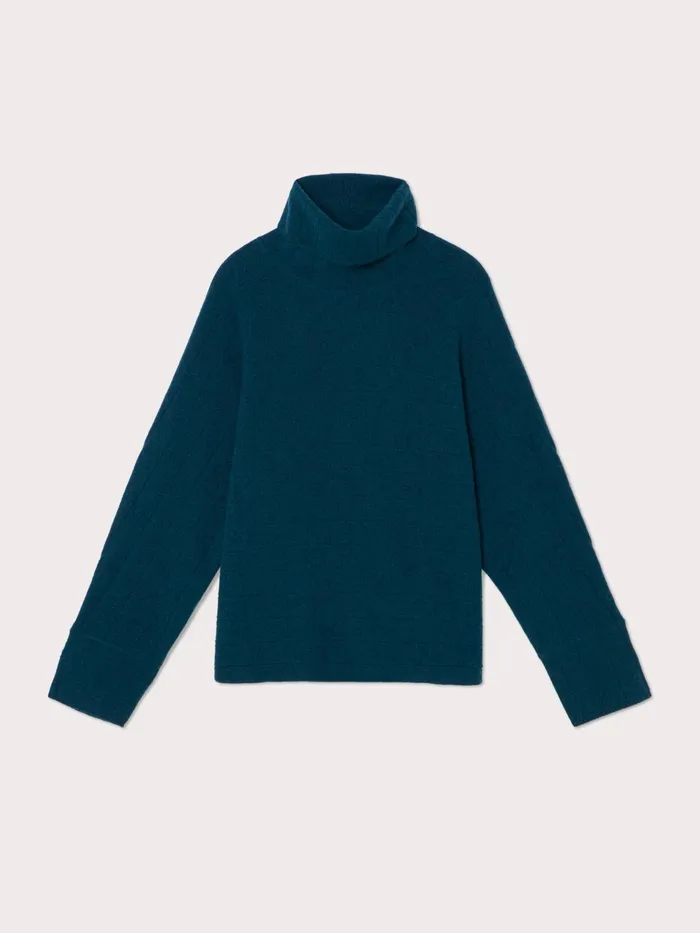 Jigsaw Knitwear and Cashmere Women Soft Wool Rib Polo Jumper Blue