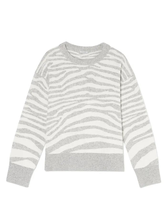 Jigsaw Knitwear and Cashmere Women Wool Blend Zebra Stripe Jumper Grey