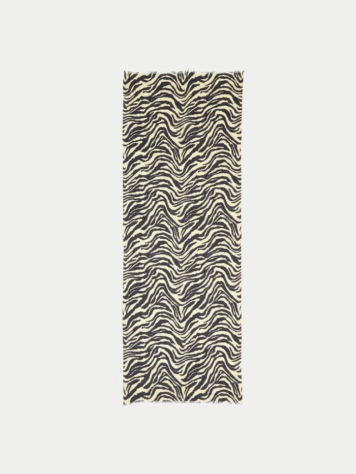Jigsaw Ponchos and Scarves Women Ikat Zebra Wool Silk Scarf Cream