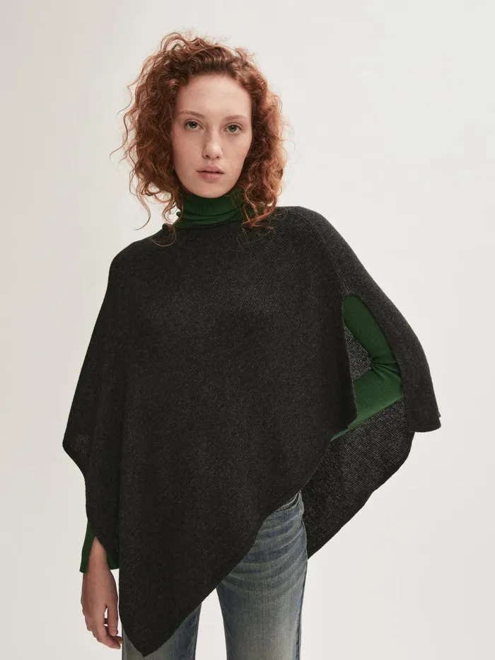 Jigsaw Ponchos and Scarves Women Open Poncho Wool Cashmere Grey