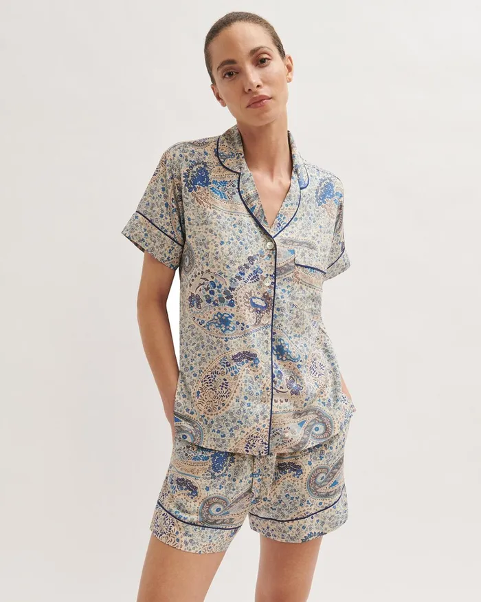 Jigsaw Pyjamas and Loungewear Women Antique Paisley Pyjama Shorts Blue