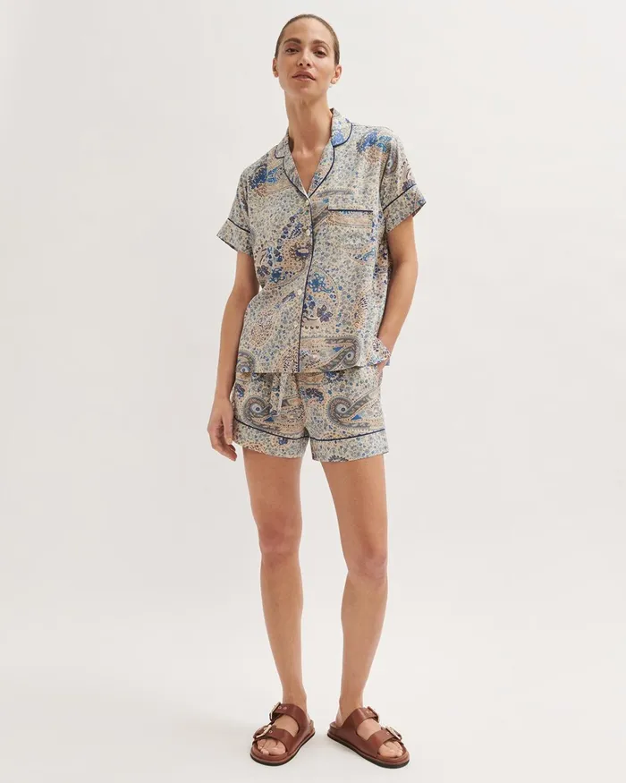 Jigsaw Pyjamas and Loungewear Women Antique Paisley Pyjama Shorts Blue