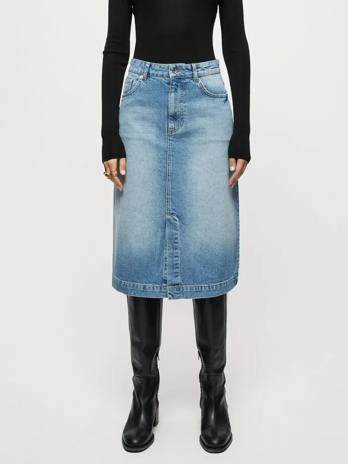Jigsaw Skirts Women Denim Midi Skirt Blue