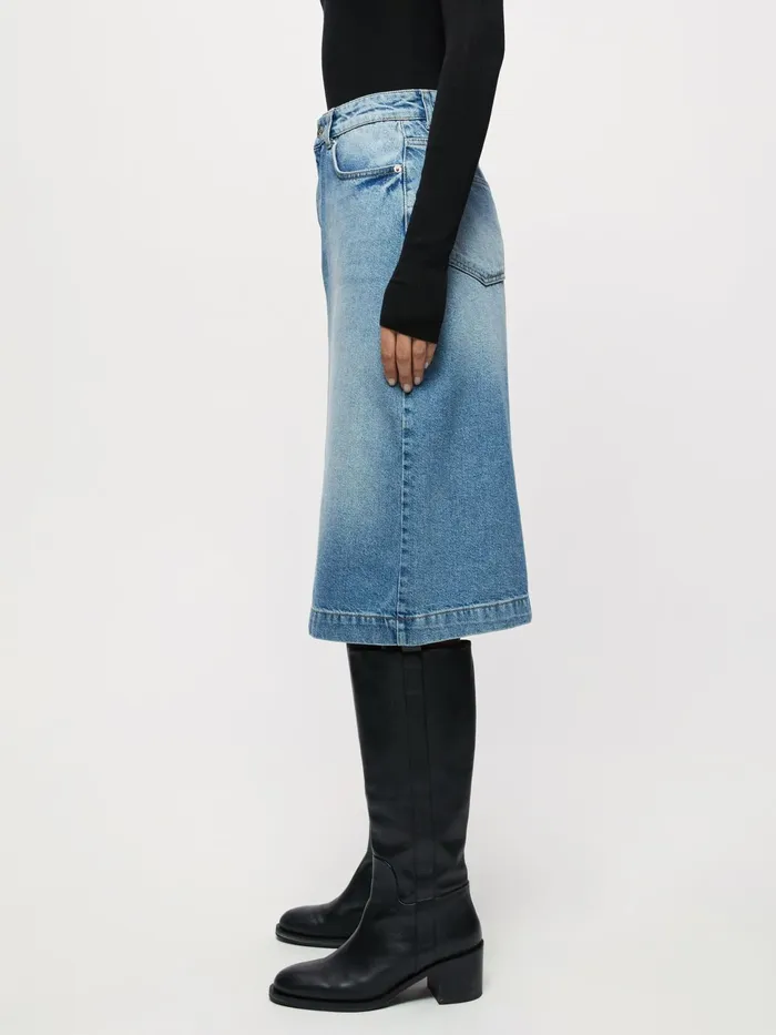 Jigsaw Skirts Women Denim Midi Skirt Blue