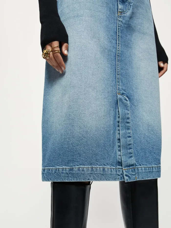 Jigsaw Skirts Women Denim Midi Skirt Blue