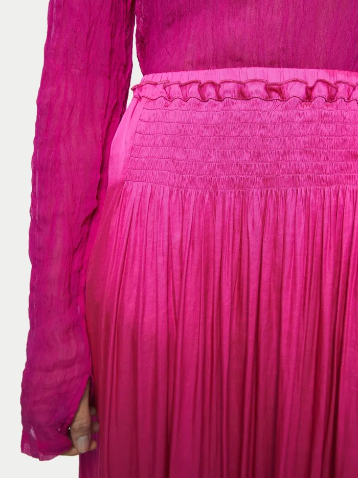 Jigsaw Skirts Women Satin Smocked Detail Skirt Pink