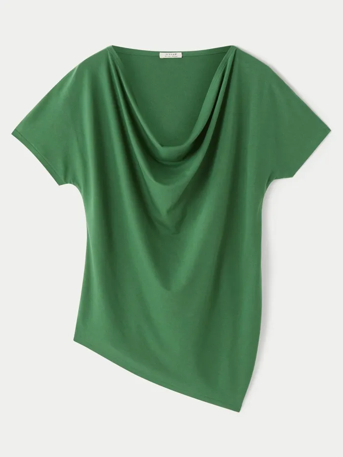 Jigsaw Tshirts Women Cowl Neck Tee Green