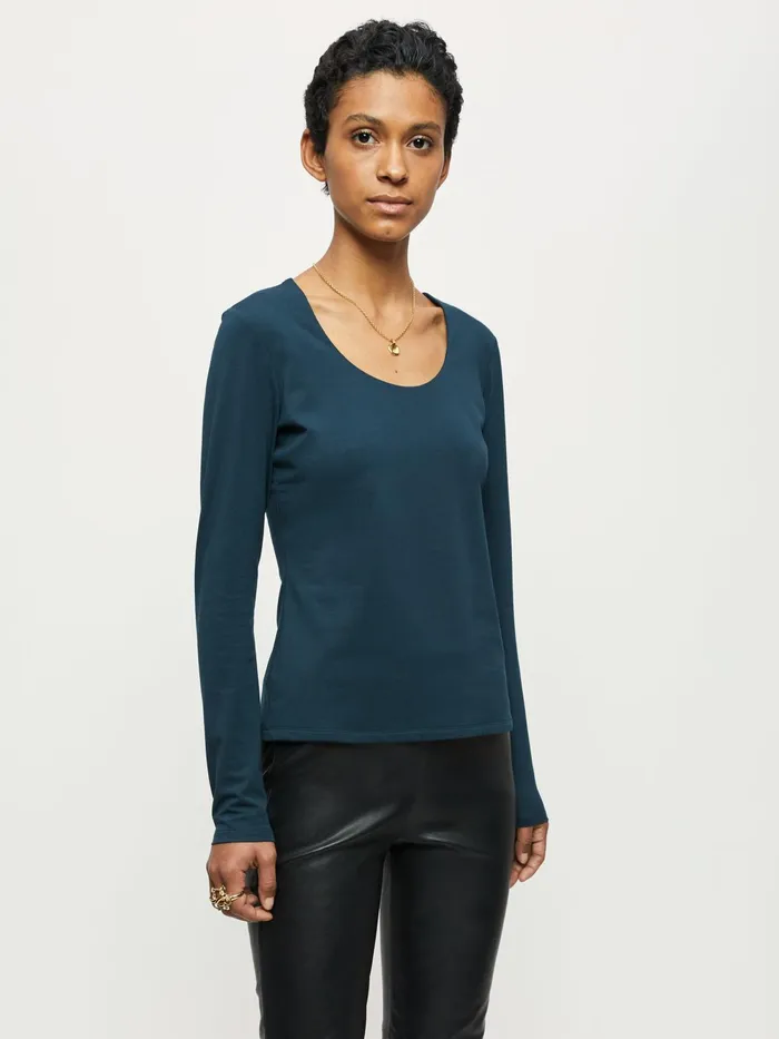 Jigsaw Tshirts Women Double Front Scoop Tee Green