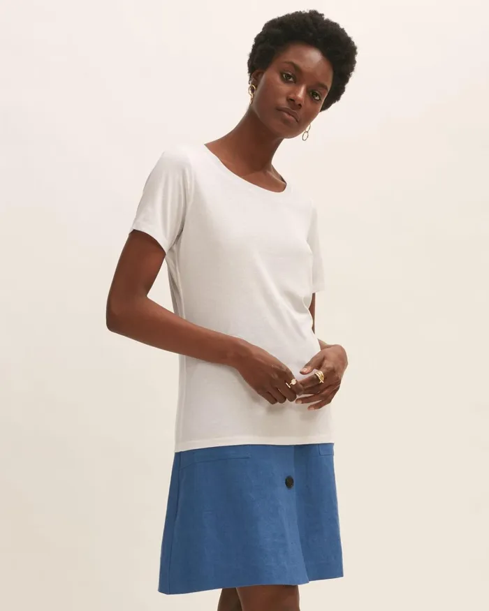 Jigsaw Tshirts Women Short Sleeve Pima Cotton Tee White