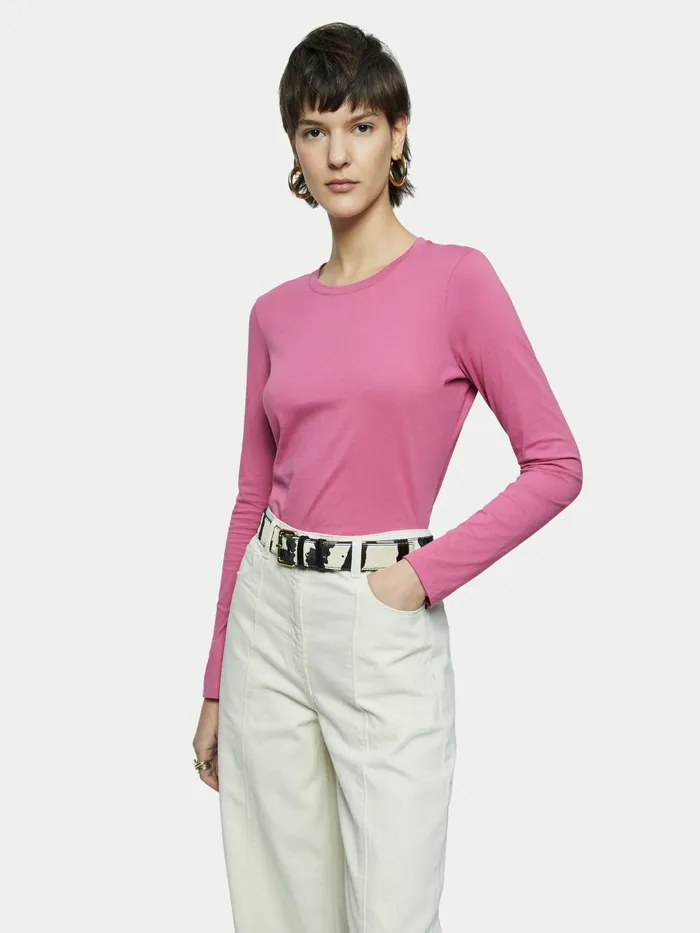 Jigsaw Tshirts Women Supima Cotton Long Sleeve Tee Pink