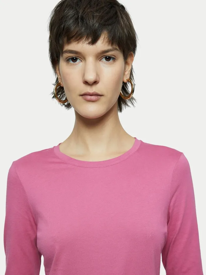 Jigsaw Tshirts Women Supima Cotton Long Sleeve Tee Pink