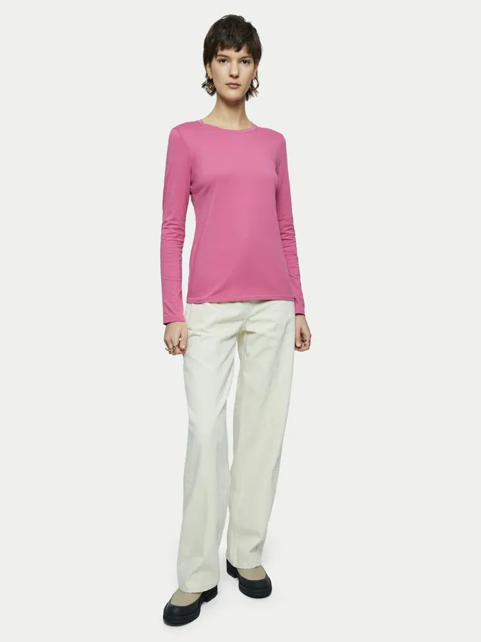 Jigsaw Tshirts Women Supima Cotton Long Sleeve Tee Pink