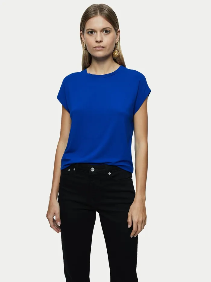 Jigsaw Tshirts Women Whitby Cap Sleeve Tee Blue