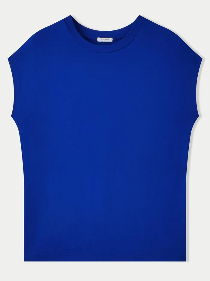 Jigsaw Tshirts Women Whitby Cap Sleeve Tee Blue