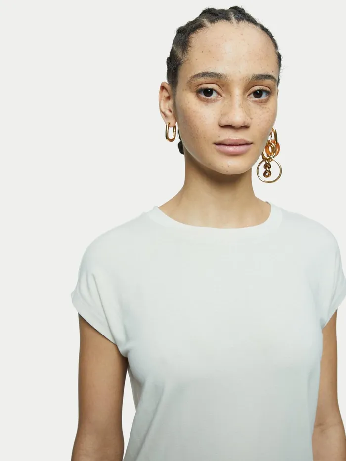 Jigsaw Tshirts Women Whitby Cap Sleeve Tee Cream