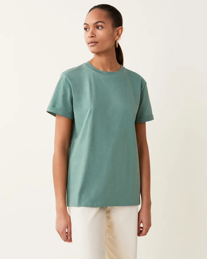 Jigsaw Tops Women Hove Cotton Boyfriend Tee Green