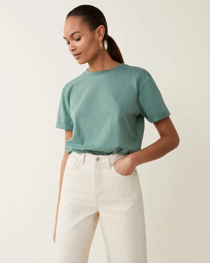Jigsaw Tops Women Hove Cotton Boyfriend Tee Green