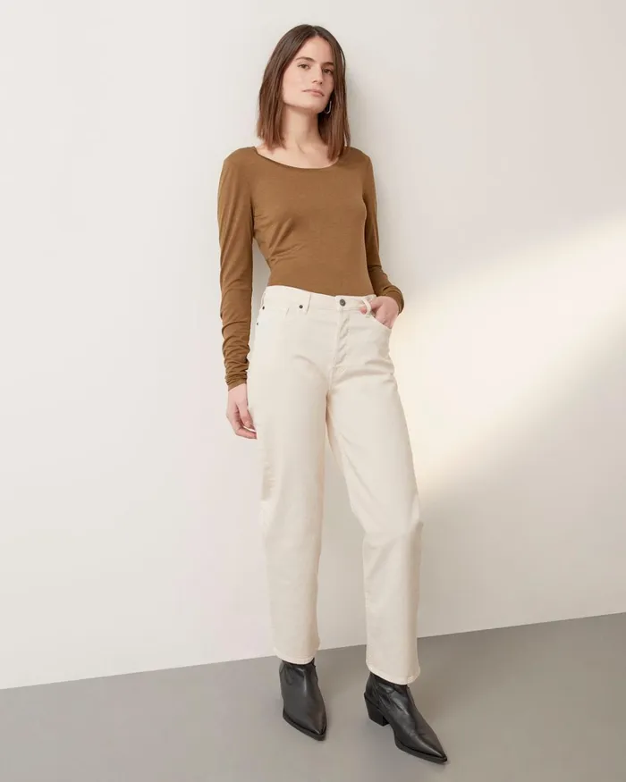 Jigsaw Tops Women Lyocell Wool Long Sleeve Top Brown