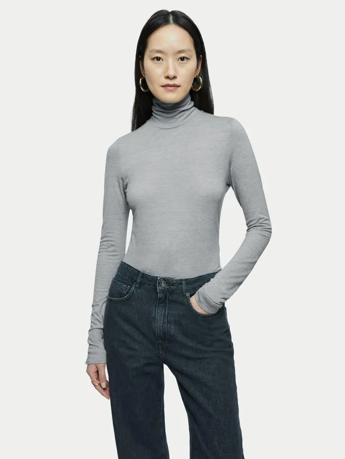 Jigsaw Tops Women Lyocell Wool Polo Neck Grey