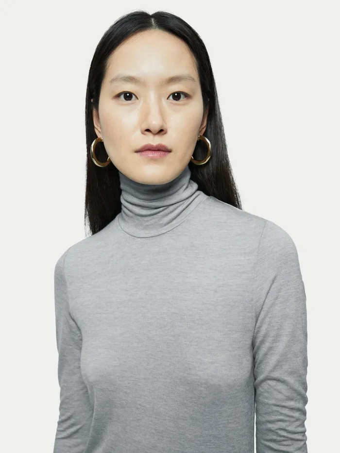 Jigsaw Tops Women Lyocell Wool Polo Neck Grey