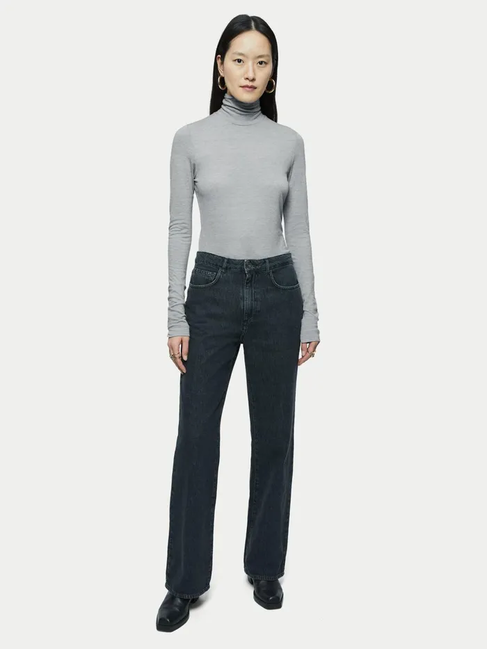 Jigsaw Tops Women Lyocell Wool Polo Neck Grey