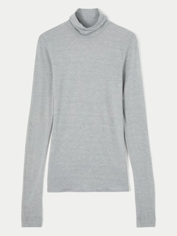 Jigsaw Tops Women Lyocell Wool Polo Neck Grey