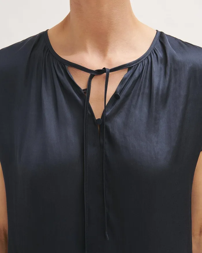Jigsaw Tops Women Satin Kimono Sleeve Top Blue