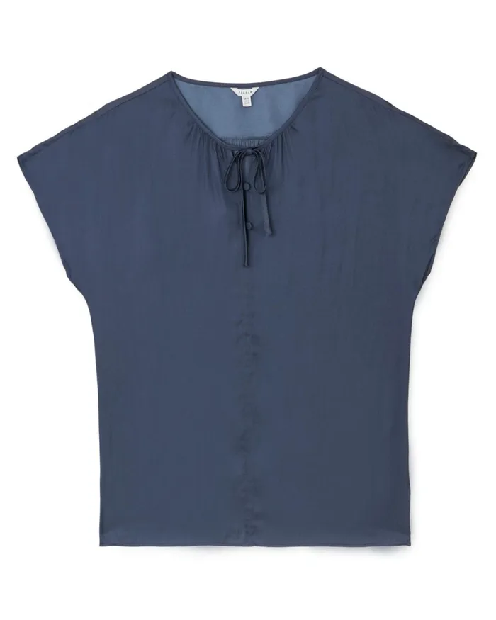 Jigsaw Tops Women Satin Kimono Sleeve Top Blue