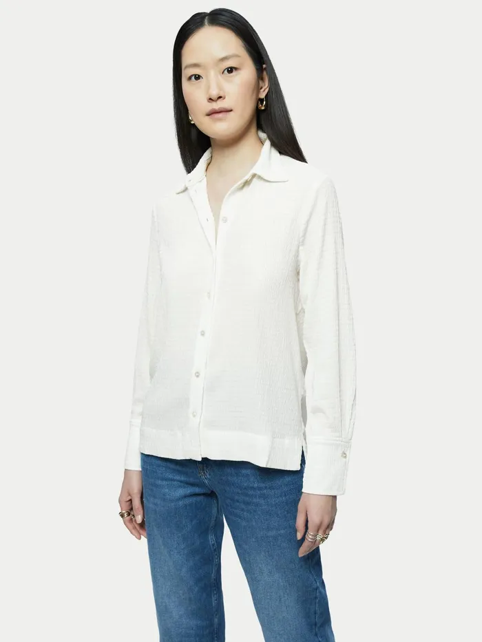 Jigsaw Tops Women Shirred Jersey Shirt White