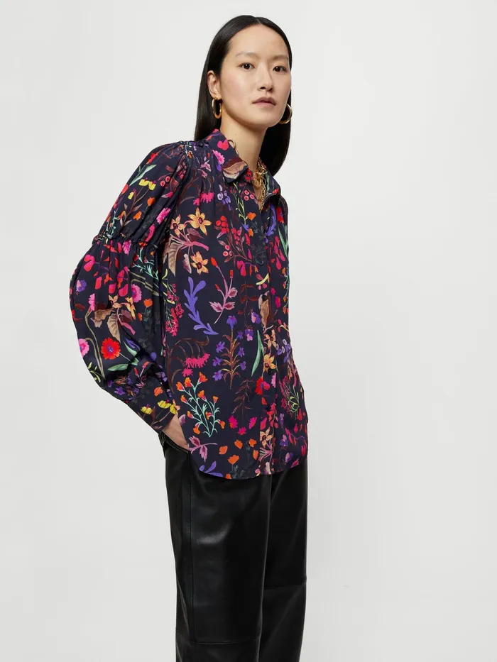 Jigsaw Tops Women Vivid Floral Shirt Blue
