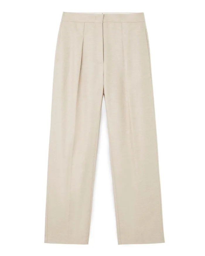 Jigsaw Trousers Women Cotton Melange Helena Trouser Cream
