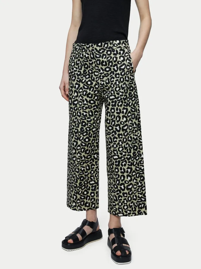 Jigsaw Trousers Women Dale Leopard Print Trouser Green