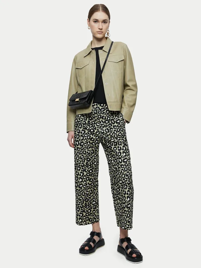 Jigsaw Trousers Women Dale Leopard Print Trouser Green
