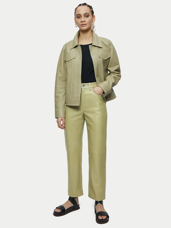 Jigsaw Trousers Women Delmont Leather Trouser Green