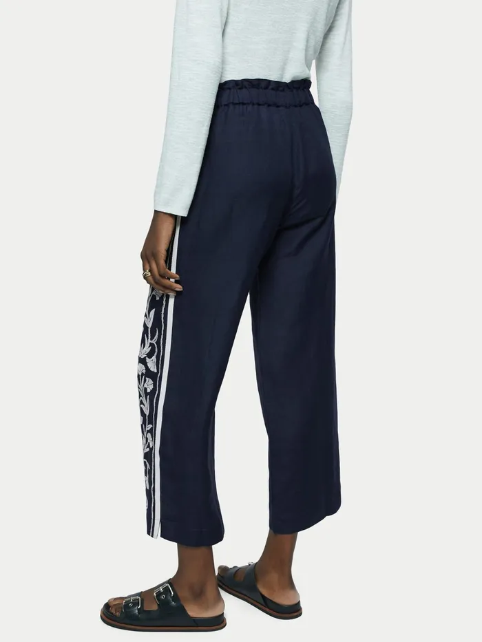 Jigsaw Trousers Women Linenblend Embroidery Trouser Blue