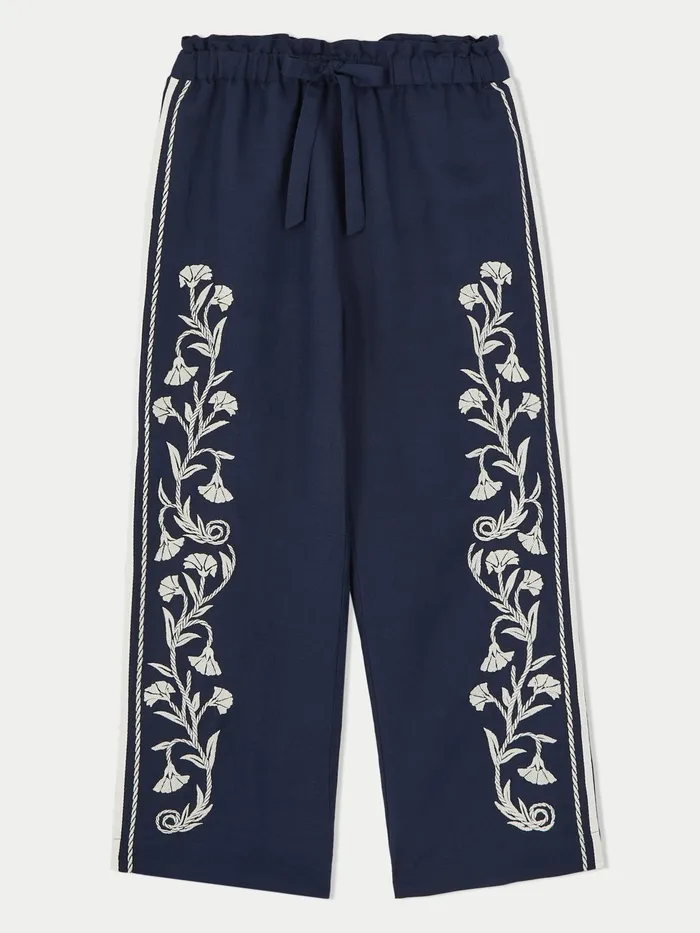 Jigsaw Trousers Women Linenblend Embroidery Trouser Blue