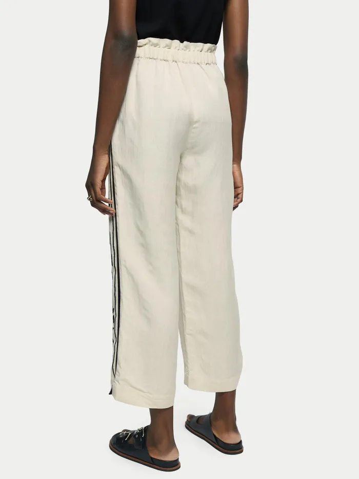 Jigsaw Trousers Women Linenblend Embroidery Trouser Cream