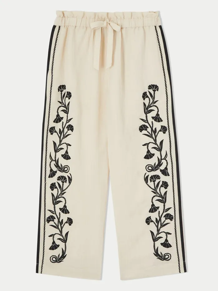 Jigsaw Trousers Women Linenblend Embroidery Trouser Cream