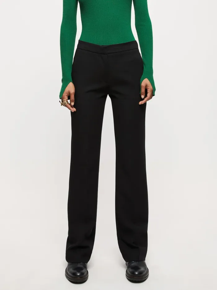 Jigsaw Trousers Women Modern Crepe Kick Hem Trouser Black