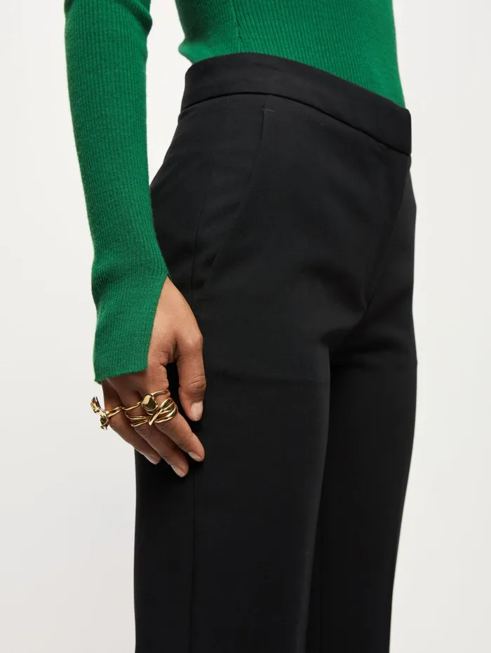 Jigsaw Trousers Women Modern Crepe Kick Hem Trouser Black