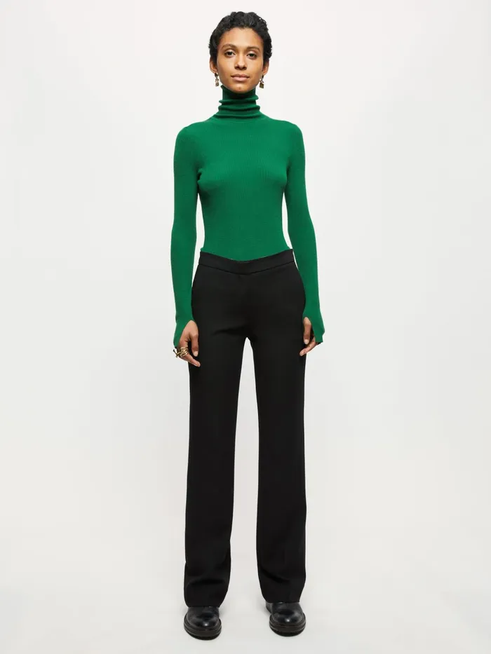 Jigsaw Trousers Women Modern Crepe Kick Hem Trouser Black