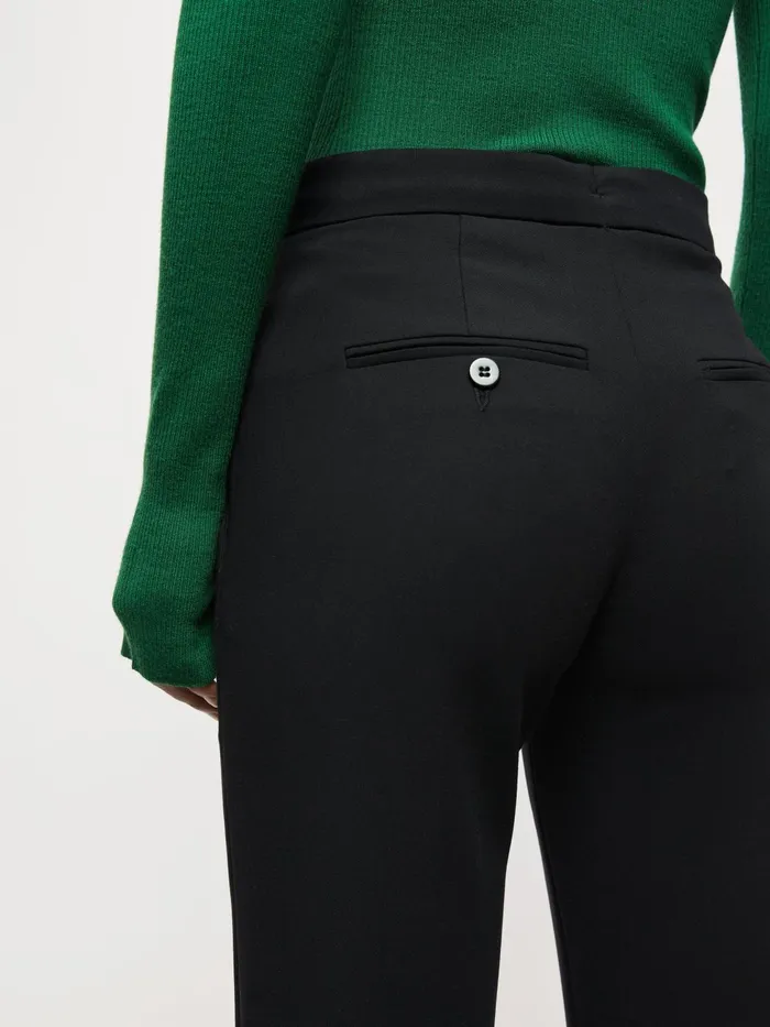 Jigsaw Trousers Women Modern Crepe Kick Hem Trouser Black