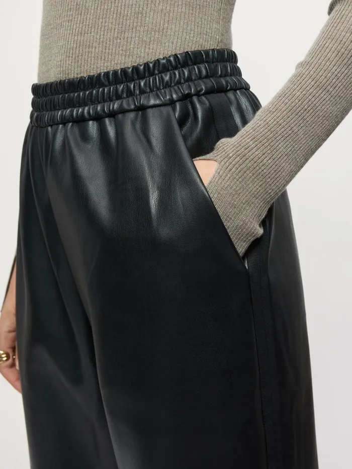 Jigsaw Trousers Women Vegan Leather Jogger Black