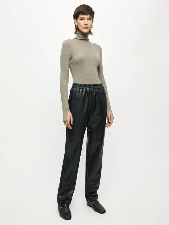 Jigsaw Trousers Women Vegan Leather Jogger Black