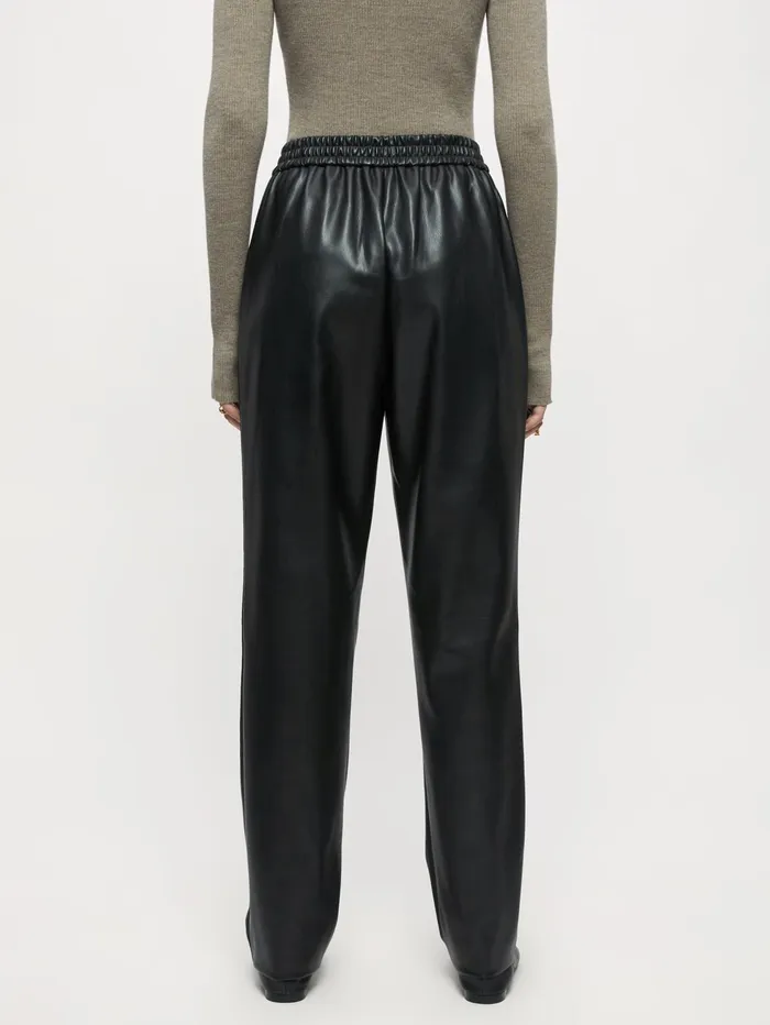 Jigsaw Trousers Women Vegan Leather Jogger Black