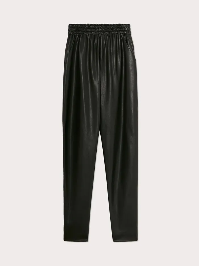 Jigsaw Trousers Women Vegan Leather Jogger Black