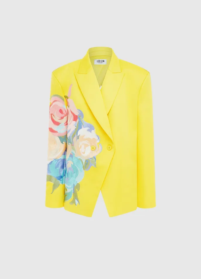 Jocelyn Embroidered Split Blazer 8211 Bouquet Print Coats and Jackets LEO LIN Women