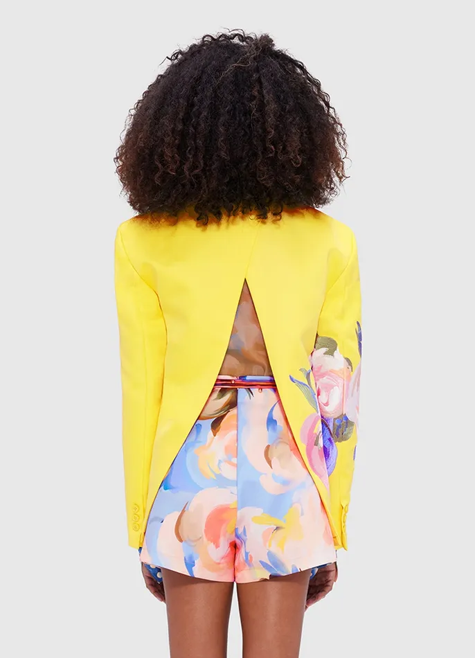 Jocelyn Embroidered Split Blazer 8211 Bouquet Print Coats and Jackets LEO LIN Women